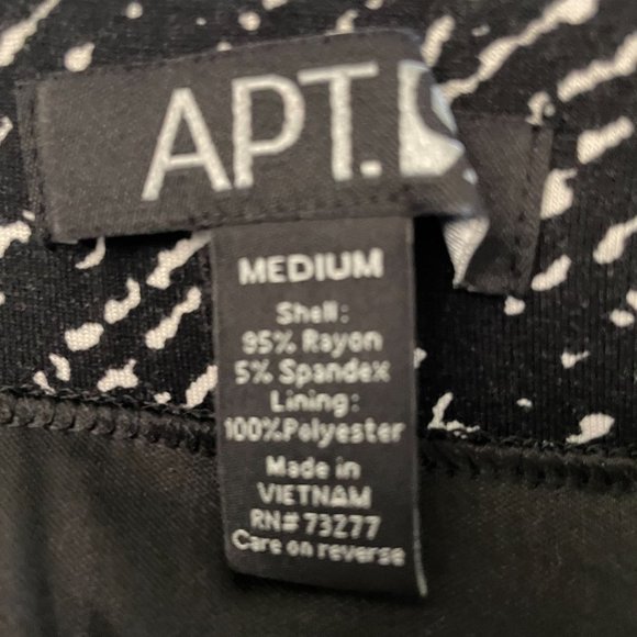 Apt 6 Straight Pencil Stretch Lined Skirt - Black White Geometric - Medium - Picture 3 of 4